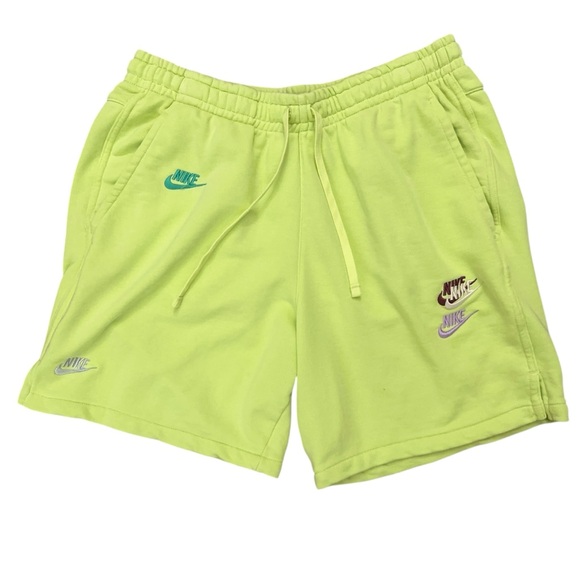 Nike Shorts Mens Size L NSW Essentials French Terry Drawstring Neon Green - Picture 1 of 5